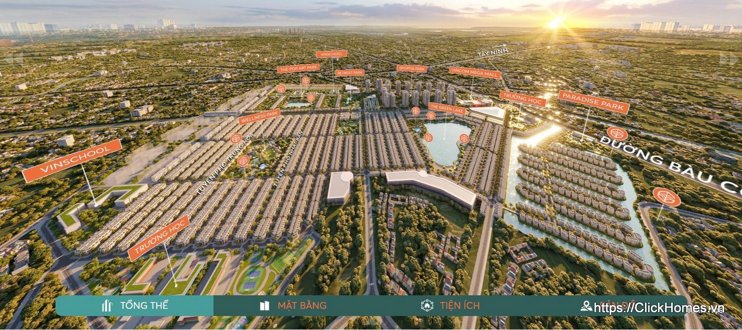 Toàn cảnh dự án Vinhomes Green City Hậu Nghĩa Long An từ trên cao