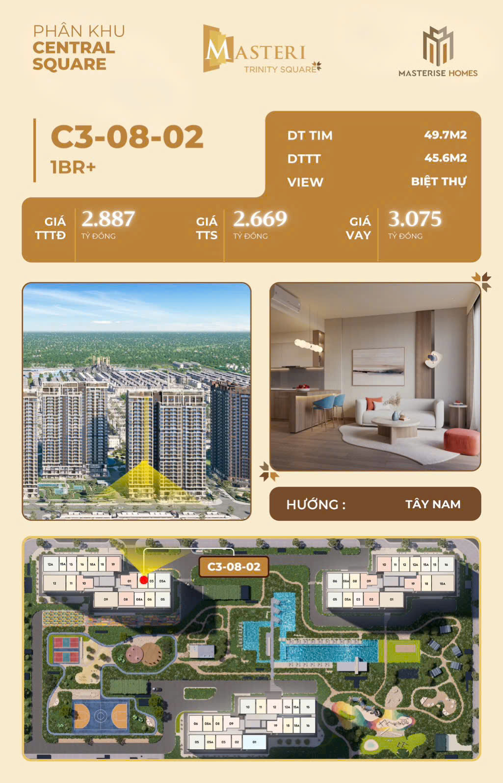 Thông Tin Căn Hộ C3-08-02 Trinity Square 